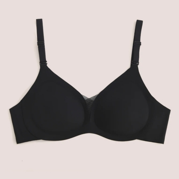 Comfelie Born For Her Mesh V Neckline Seamless Plunge Bra WIRELESS 2XLPlus Black - Picture 3 of 7